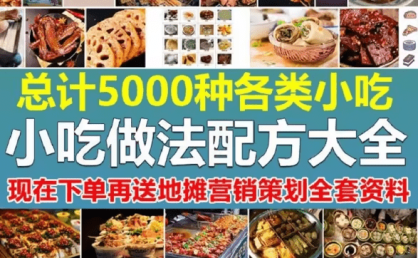 350种摆摊开店小吃技术配方,全国美食小吃多年总结真实配方(价值1988元)